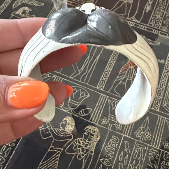 Vintage Hand Painted Cat Wooden Cuff Bracelet Rare - Picture 10 of 17